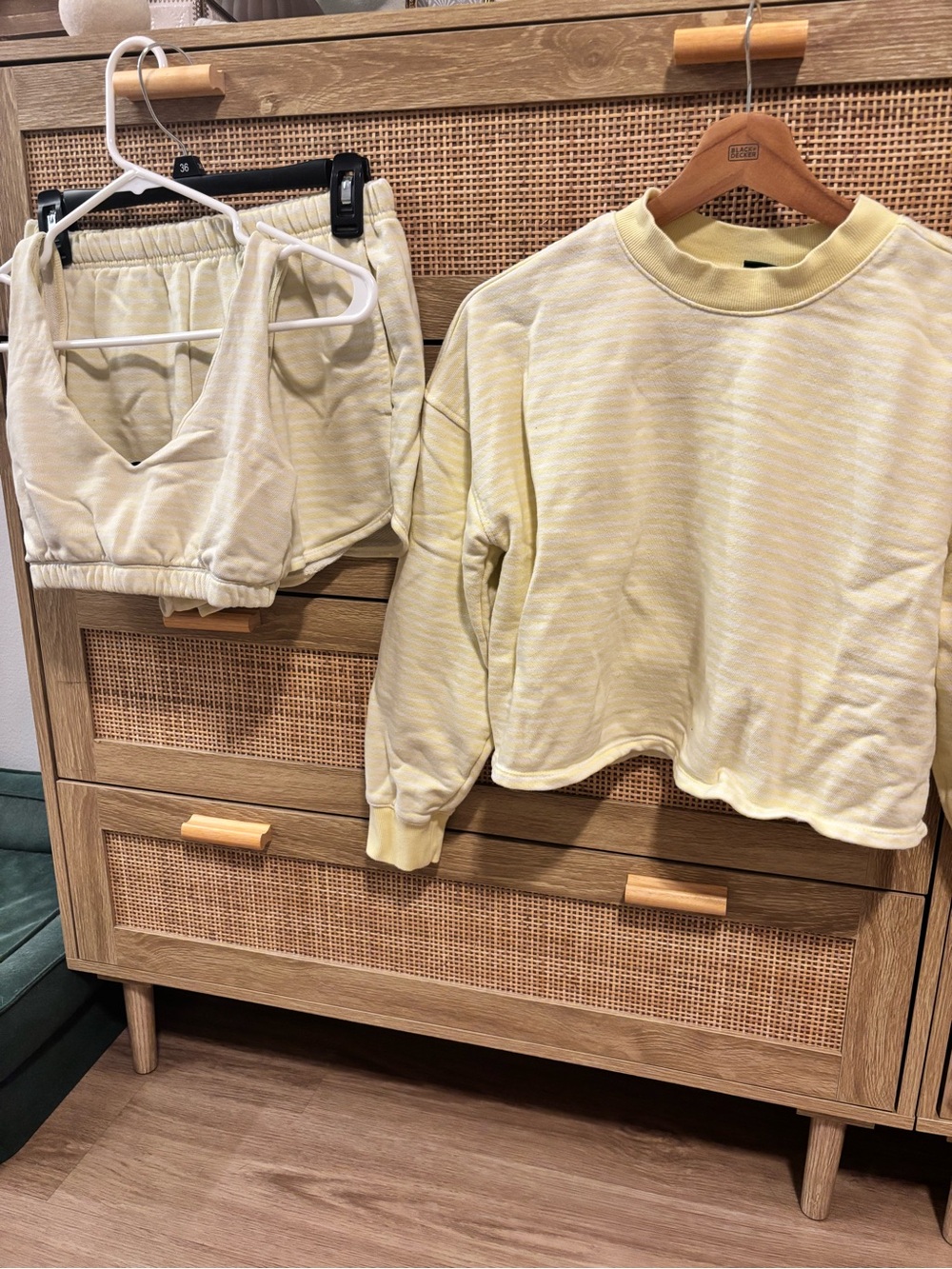 wild fable Butter Yellow Striped Sweater, Shorts and Bra - Picture 1 of 5
